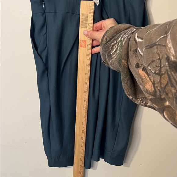 Black & Teal Two-Tone Spaghetti Strap Dress with pockets lightweight flowy pleat - Picture 12 of 13